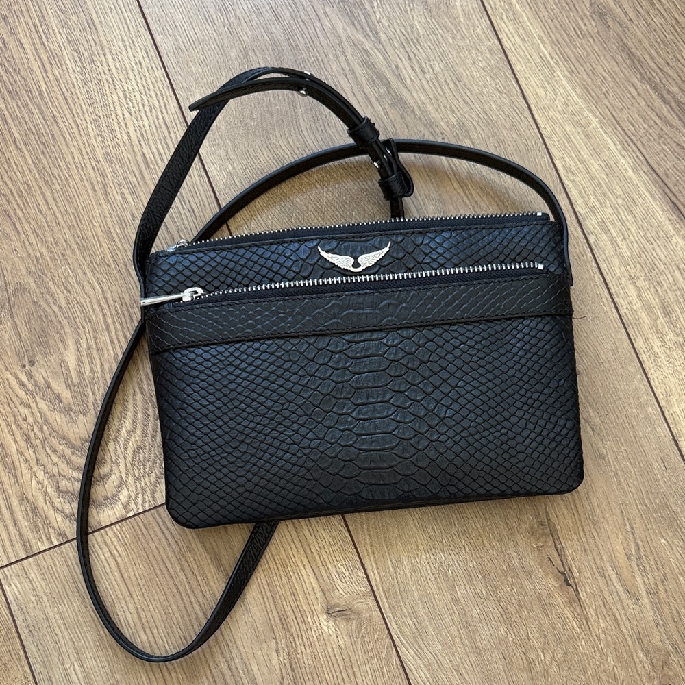 Brand NEW Zadig & Voltaire Black Textured Crossbody Bag